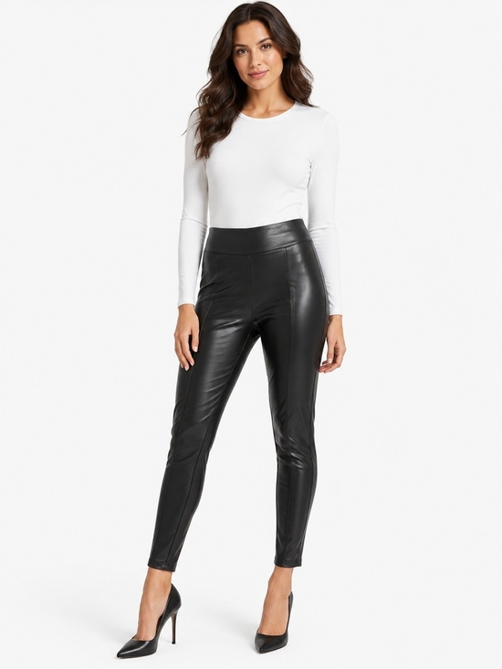 Elie Tahari Pants - Elie Tahari Black High-Waist Faux Leather Ankle Pants Small